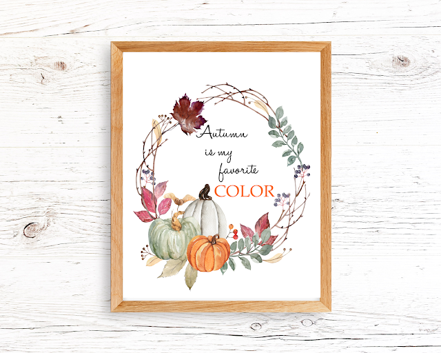 fall printable in frame Autumn is my favorite color saying inside fall wreath