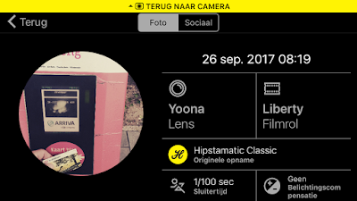 Screenshot Hipstamatic-instellingen Yoona + Liberty