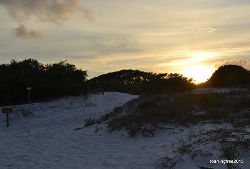 Walking to the beach at sunset