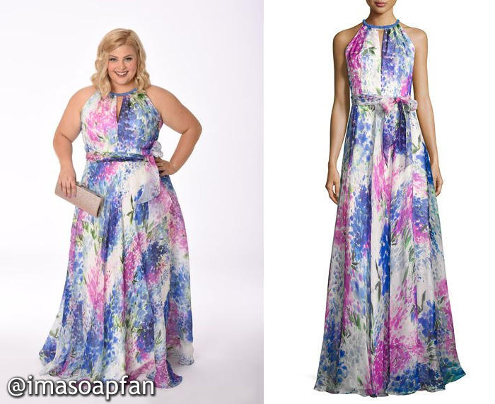 Amy Driscoll, Risa Dorken, Pink and Blue Floral Silk Gown, Carmen Marc Valvo, GH, Nurses Ball, General Hospital, Season 55