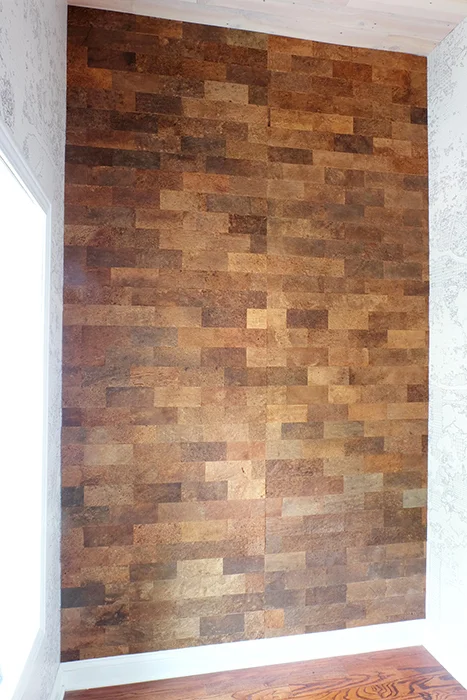 finished wall covered with WE Cork bark panels