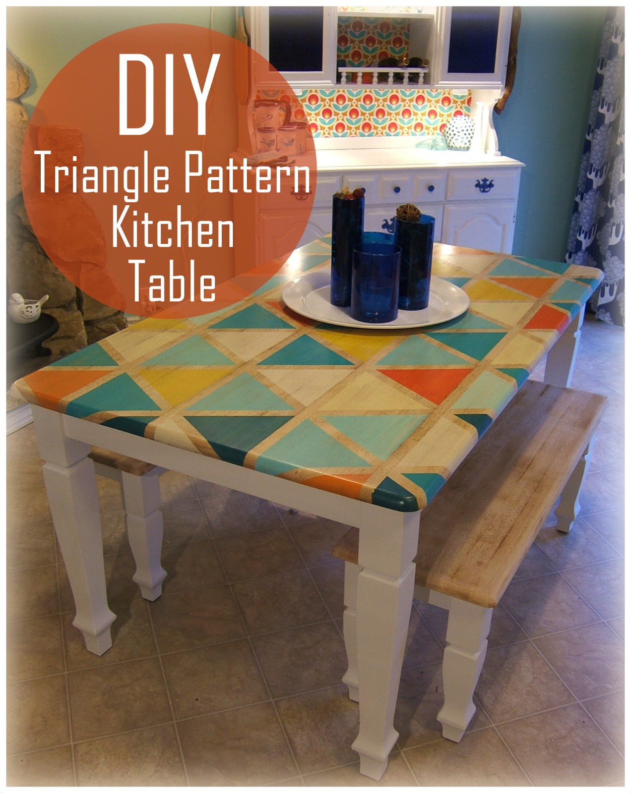 Nine Red How To Diy Triangle Pattern Kitchen Tabletop