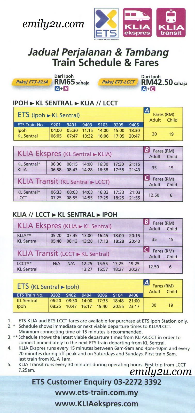 Ets Ipoh Kl Sentral Klia2 Klia Train Schedule Fares From Emily To You