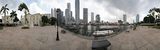 360 panorama of Singapore City from Raffles Landing Site