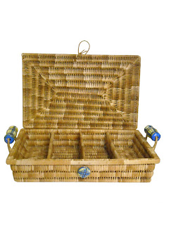 Vintage Woven Rectangular Picnic Basket