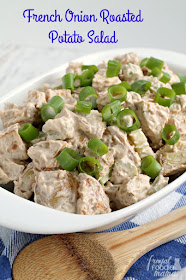 Your backyard BBQ guests will love this lightened up & flavor packed French Onion Roasted Potato Salad.