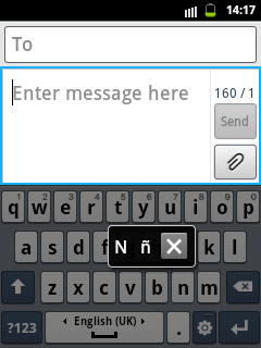 Samsung QWERTY Keypad for small letter ñ