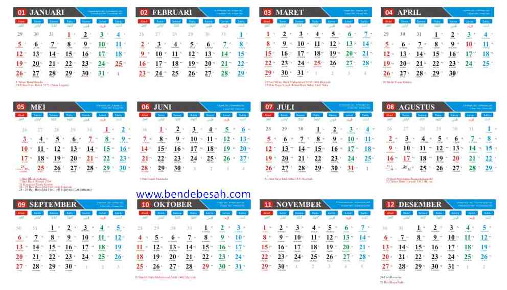 Kalender  2020 Lengkap Hari Libur Nasional BENDEBESAH COM