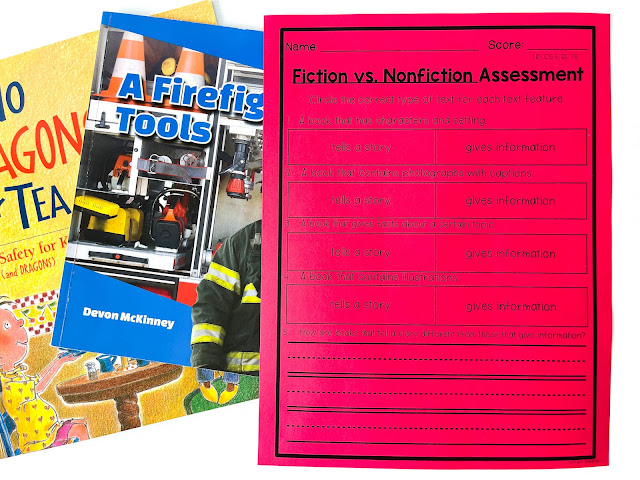 Looking for easy prep October Read Aloud Lessons?!  These October lessons plans contain anchor charts, scripted lessons plans, comprehension posters, student independent practice, exit tickets, crafts, vocabulary, and more.  These fun activities are perfect for learning about fiction and nonfiction text features and fire safety!