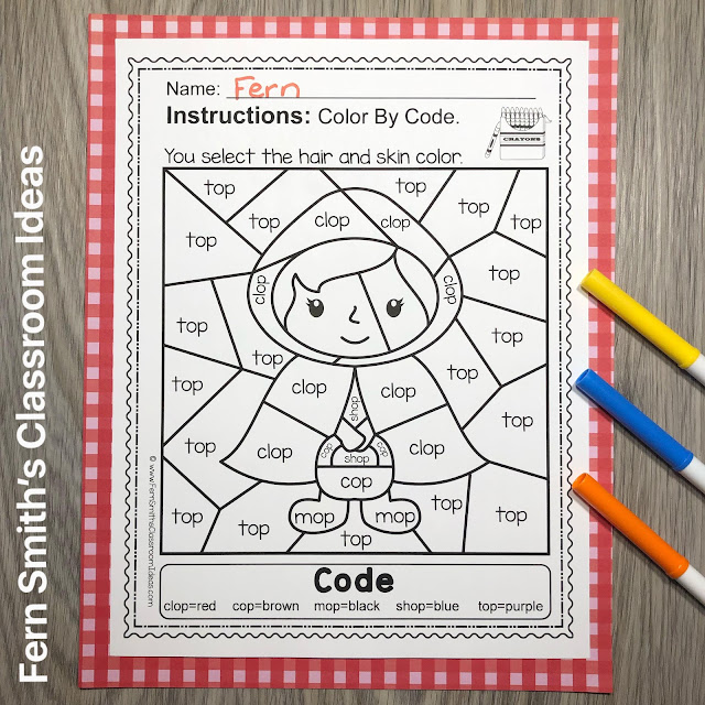 Click Here to Download This Little Red Riding Hood Themed The -op Word Family Color By Code Remediation for Struggling Kindergarteners Resource For Your Class Today!