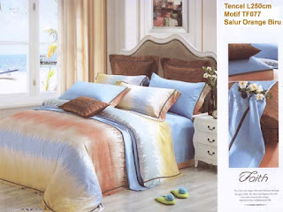 Sprei Eksklusif Motif Salur Orange Biru