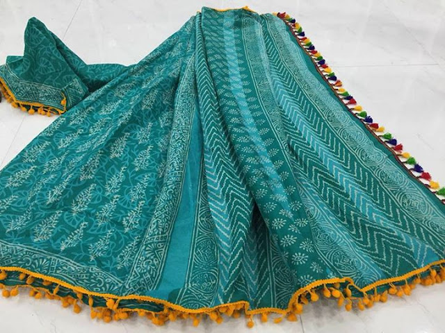  pompom cotton saree