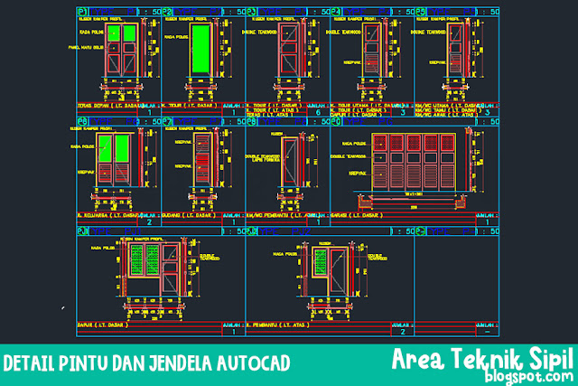  Download  AutoCAD  Detail Pintu  dan Jendela Gratis Area 