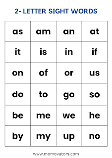 2 letter sight words list @momovators