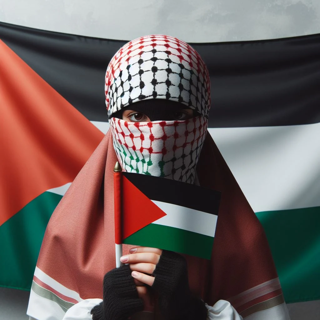 صورة العلم الفلسطيني والملثمة