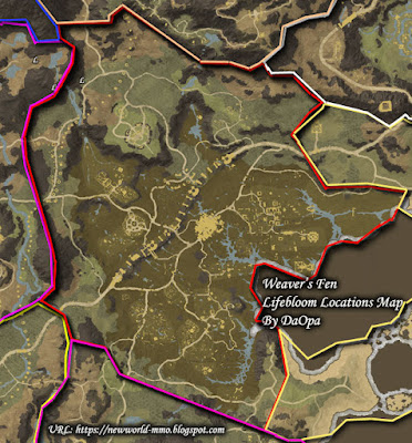 Weaver's Fen lifebloom locations map