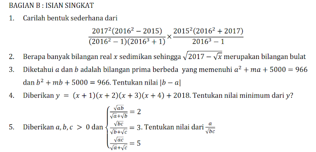 LATIHAN PERSIAPAN OSK MATEMATIKA SMP 2017 KEDUA