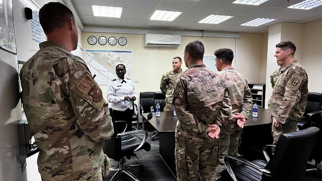Maj. Gen. Telita Crosland, the U. S. Army Deputy Surgeon General, visited the 380th Expeditionary Medical Group, May 16, 2022 at Al Dhafra Air Base, United Arab Emirates. The intent of Crosland’s visit was to assess the progress of the joint, multi-national Trauma, Burn and Rehabilitative Medicine program. (U.S. Air Force courtesy photo)