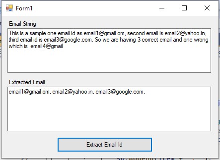 Extracted email id from string using c#.net