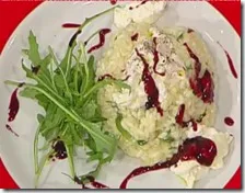 Risotto alla burrata con rucola e riduzione di vino rosso