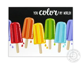 Sunny Studio Stamps Perfect Popsicles Rainbow Color My World Card by Mendi Yoshikawa