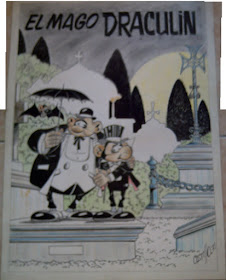 Ilustración original a gran tamaño de El Mago Draculin (serie publicada en Alemania como Drakulin)