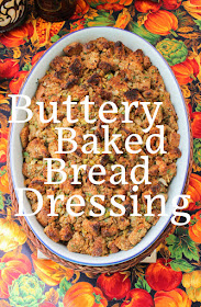 Food Lust People Love: Beautifully toasted on top, this buttery baked bread dressing is the perfect accompaniment to your holiday meal. Bake it in a casserole dish or use it to stuff a bird.
