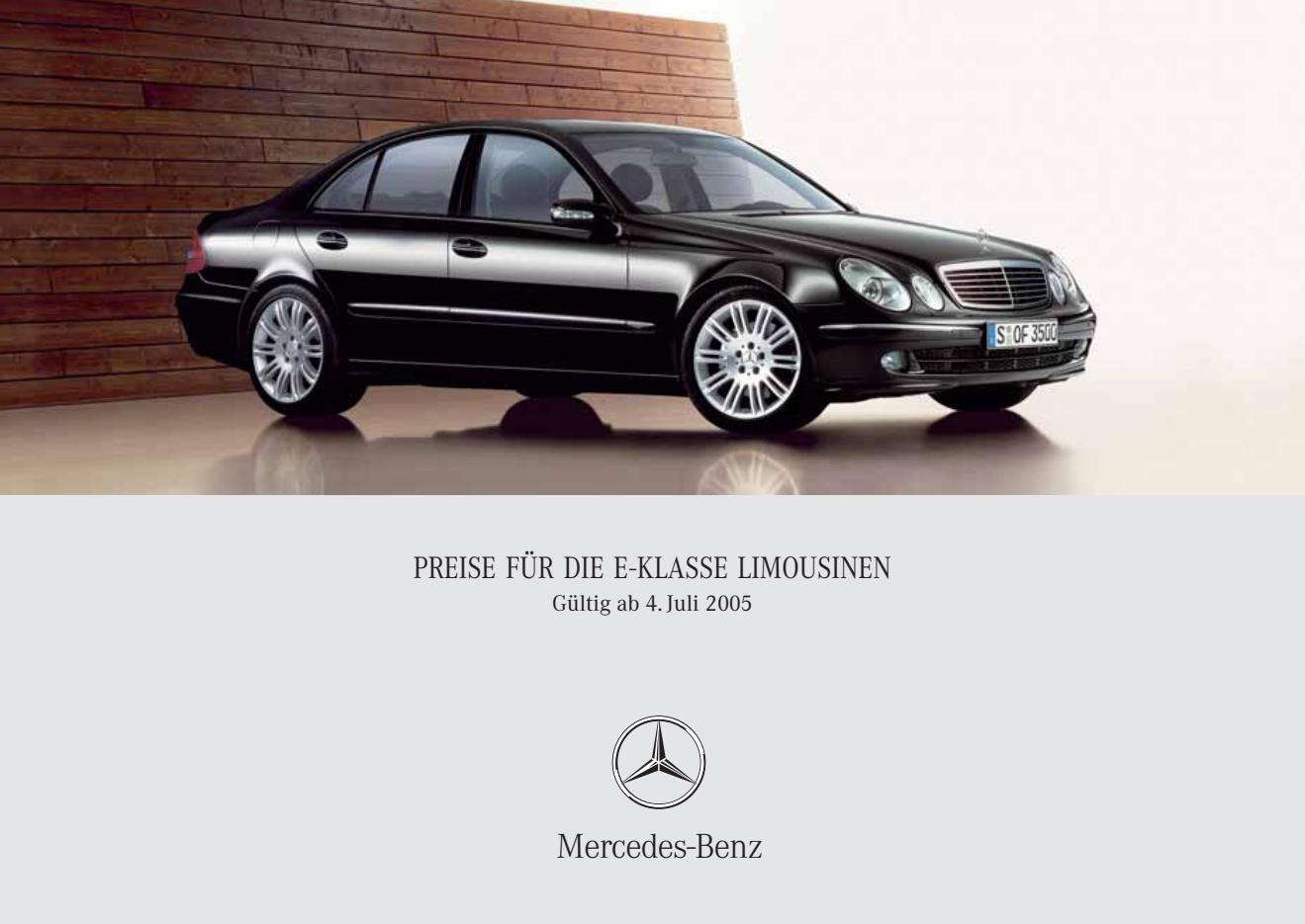 Mercedes-Benz W 211 E-Klasse Limousine Preisliste 07/2005