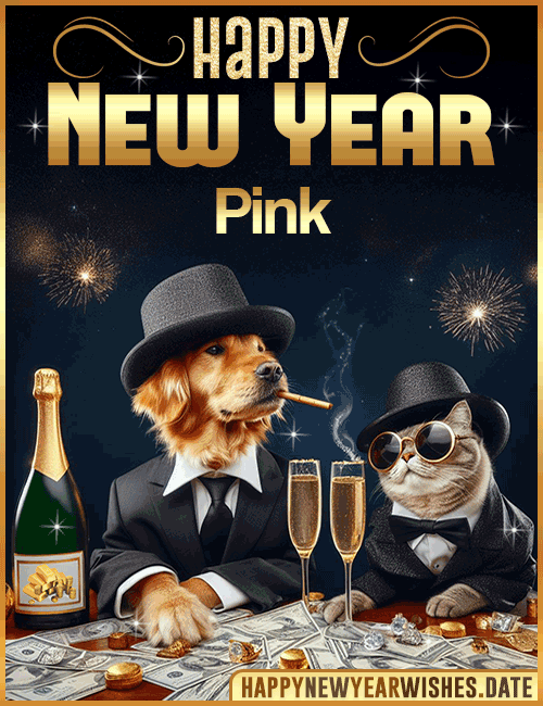 Happy New Year wishes gif Pink