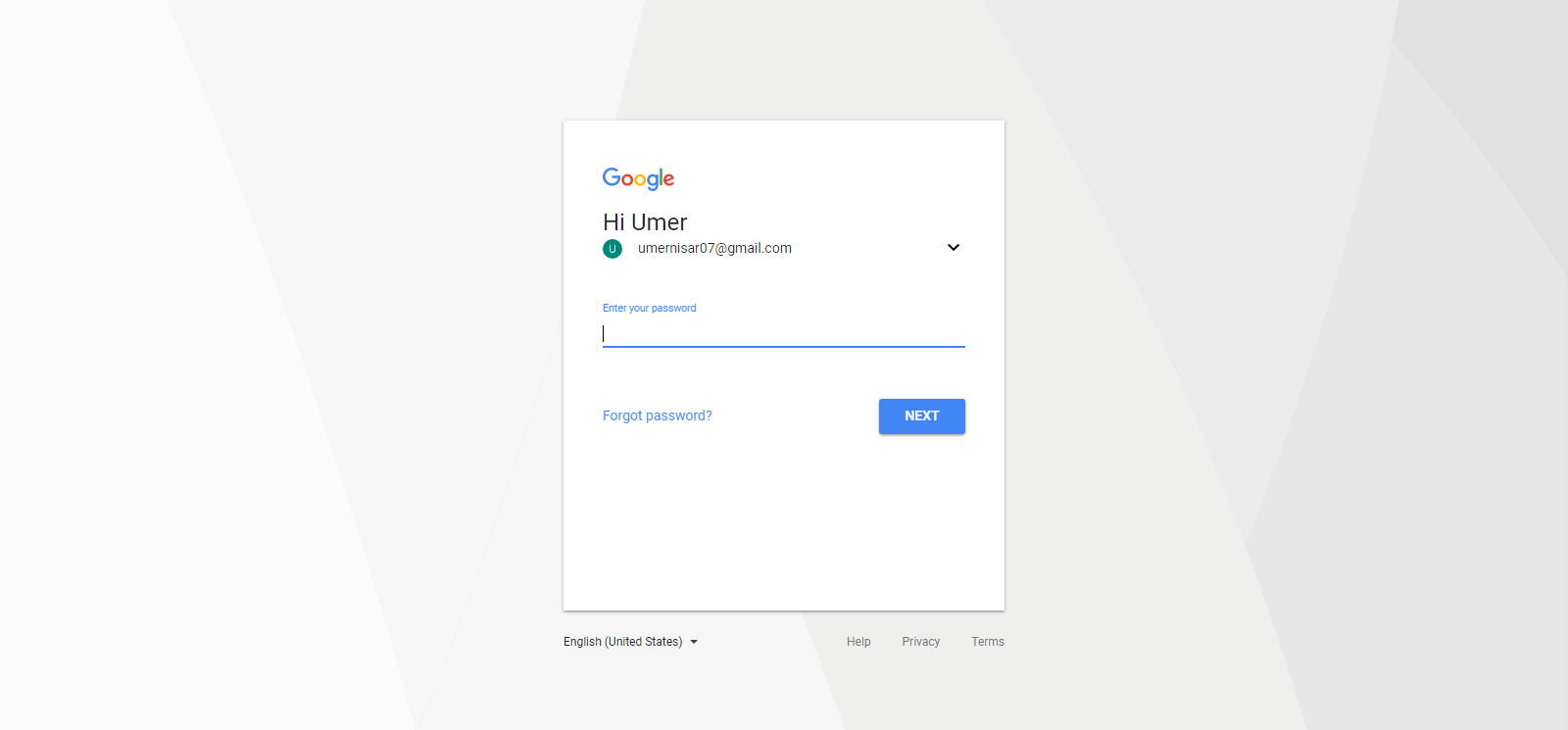 google sign up page