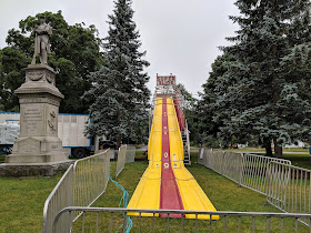 The big slide is set up near the Single Solder Monument