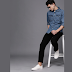 Men Blue Slim Fit Solid Casual Denim Shirt