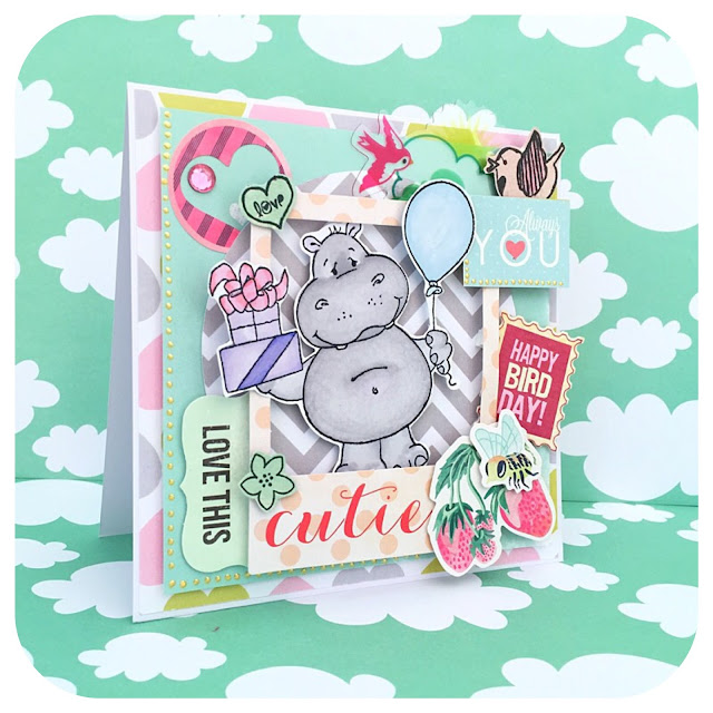 Scrapbooking card with hippo