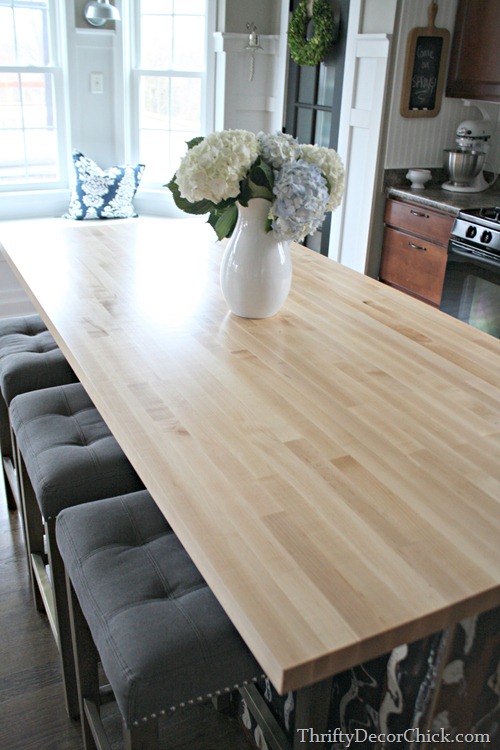 butcher block on island