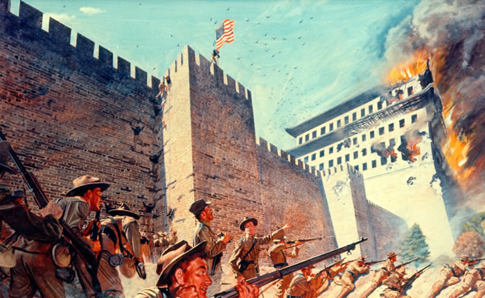 American troops scale the walls of Peking