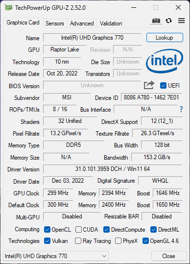 Intel UHD 770