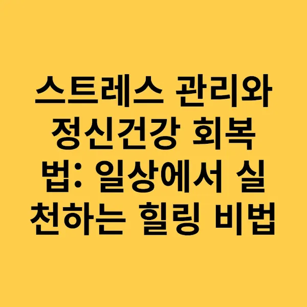 스트레스 관리와 정신건강 회복법 일상에서 실천하는 힐링 비법