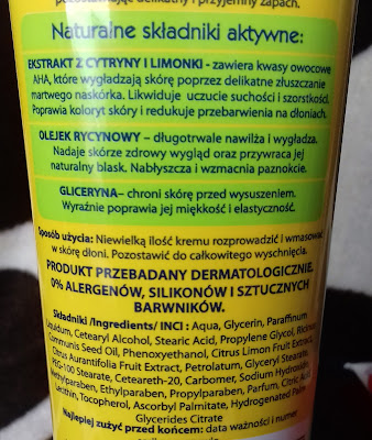 Krem do rąk i paznokci glicerynowy wygładzający cytryna limonka i olejek rycynowy