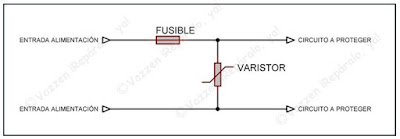 Forma correcta de conectar un varistor.