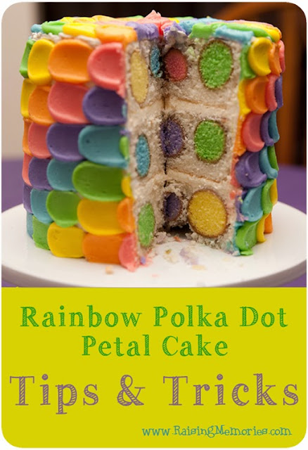 http://www.raisingmemories.com/2014/03/rainbow-polka-dot-petal-surprise-cake.html