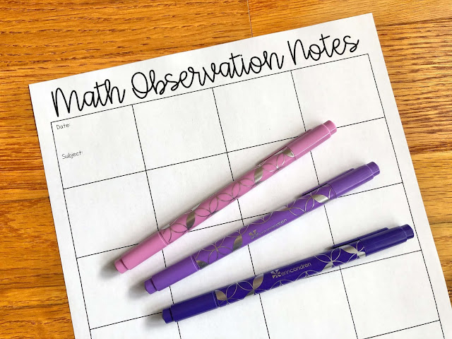 Photo of FREE math observation grid.