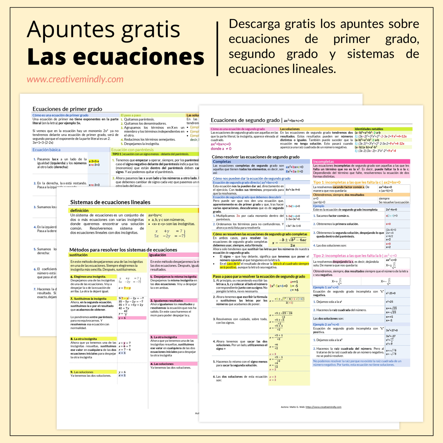 Apuntes resumen ecuaciones y sistemas de ecuaciones