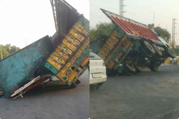 faridabad-sector-58-jcb-chowk-truck-accident
