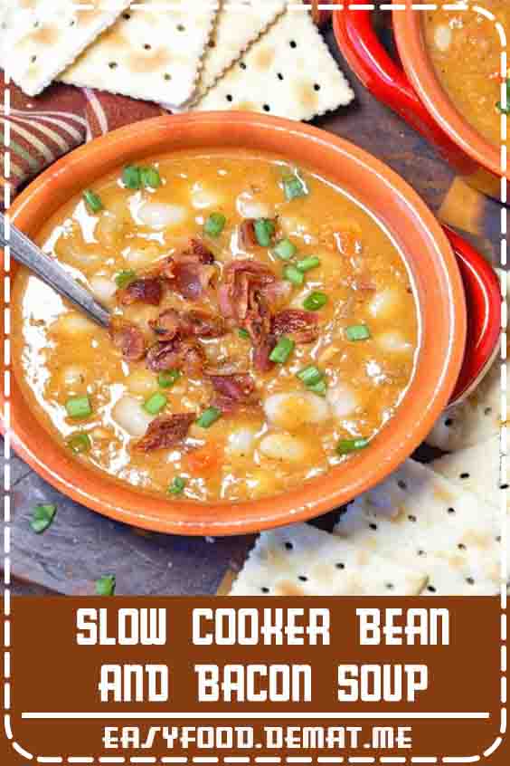 Slow Cooker Bean and Bacon Soup is heart and filling, perfect soup for a chilly night! #slowcooker #crockpot #beanandbaconsoup #soup#Beans#Lima Beans