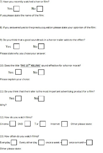 JasmineBridgerG324: Blank questionnaire for target audience