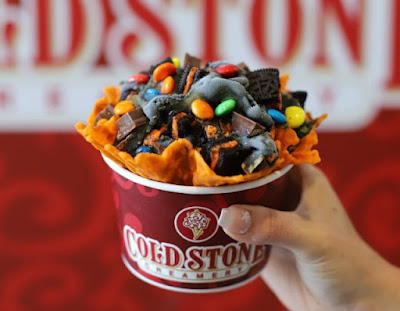 Cold Stone's Treat or Treat Creation in an orange waffle bowl.