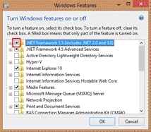 Windows Features - .Net 3.5 Installed correctly 