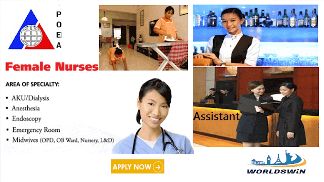 Apply to work abroad as housekeeoer, nurse , welder , supervisor , teacher , caregiver