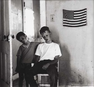 Michael and Christopher with American Flag