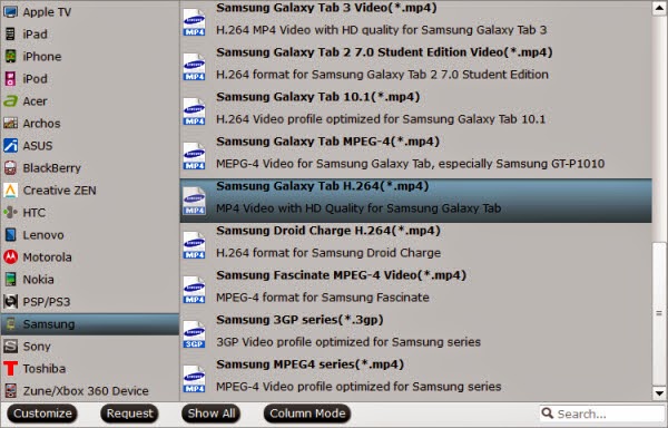 Galaxy Tab Series compatible format